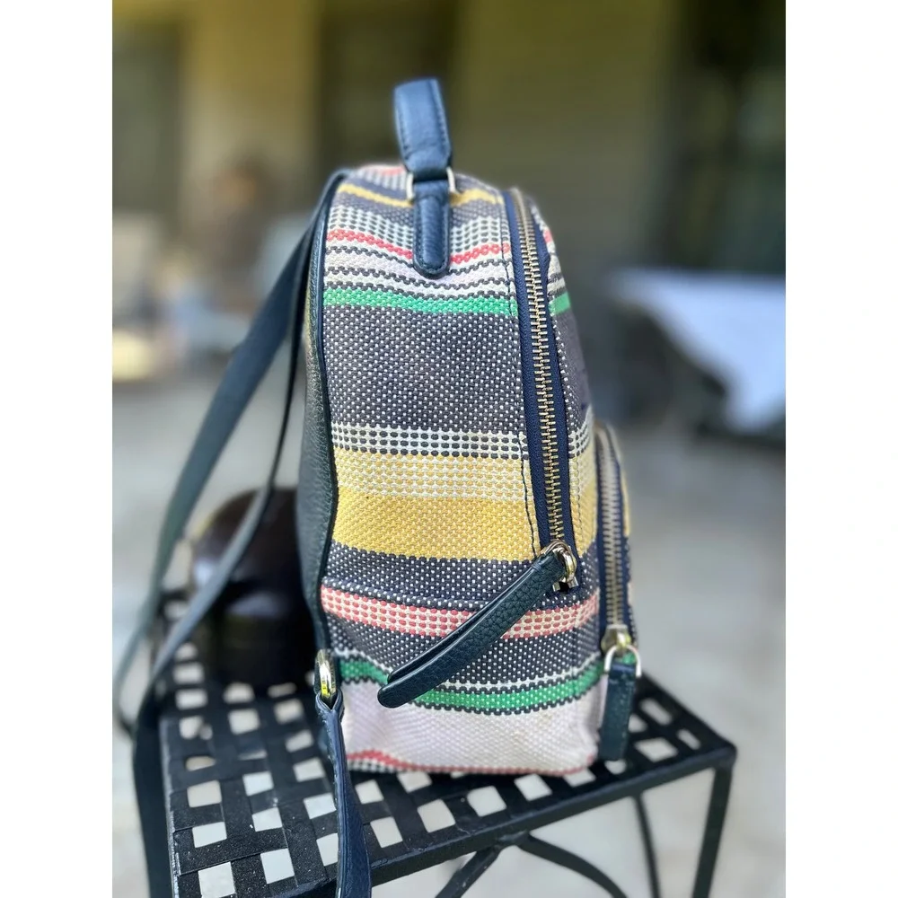 Kate Spade Jackson Boardwalk Stripe Small Backpack WKRU6866 Woven Bag College